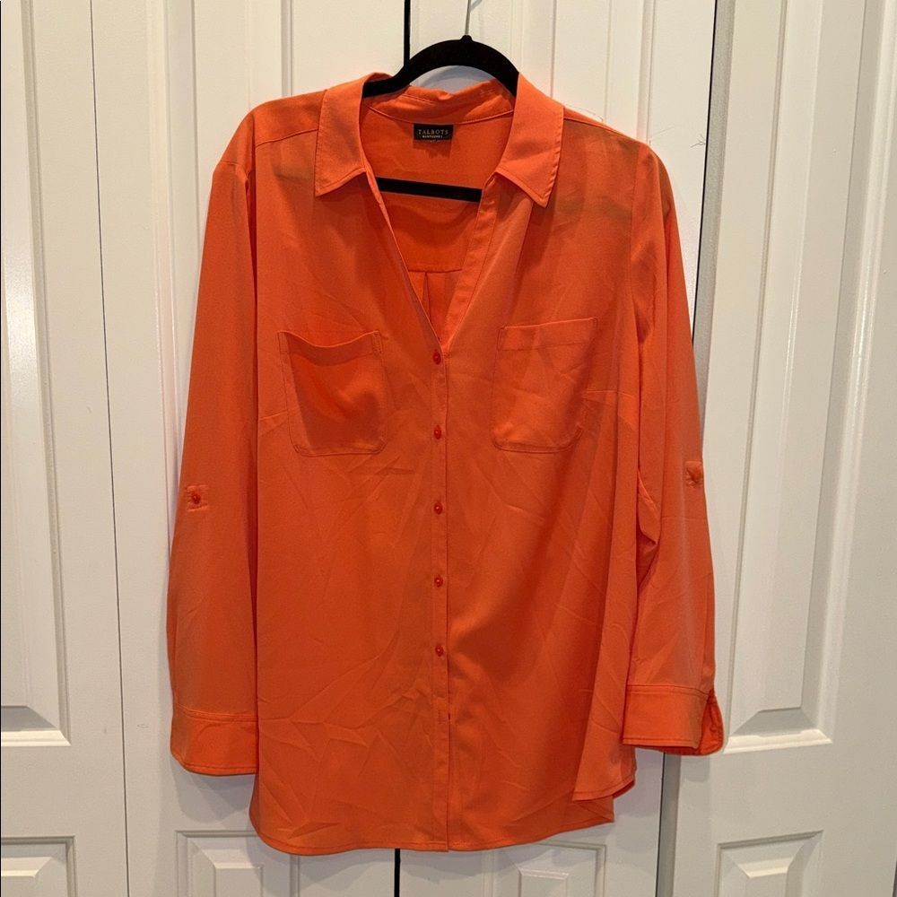 Talbots Women's‎ Orange Button-Down Shirt